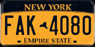 NY license plate FAK4080