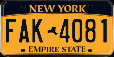 NY license plate FAK4081