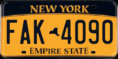 NY license plate FAK4090