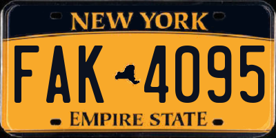 NY license plate FAK4095