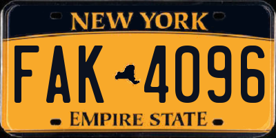 NY license plate FAK4096