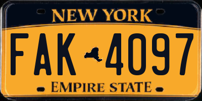 NY license plate FAK4097