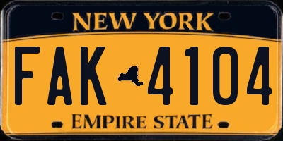 NY license plate FAK4104