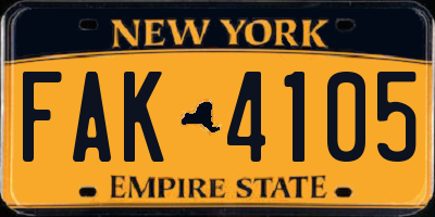 NY license plate FAK4105