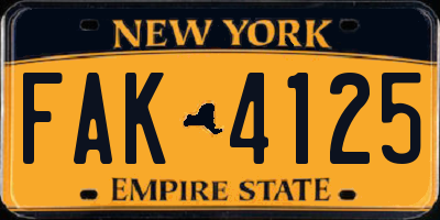 NY license plate FAK4125