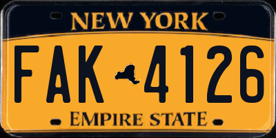 NY license plate FAK4126