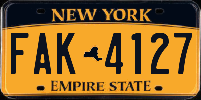 NY license plate FAK4127