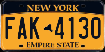 NY license plate FAK4130