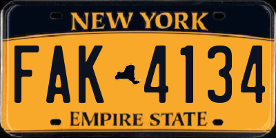 NY license plate FAK4134