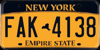 NY license plate FAK4138