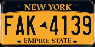 NY license plate FAK4139