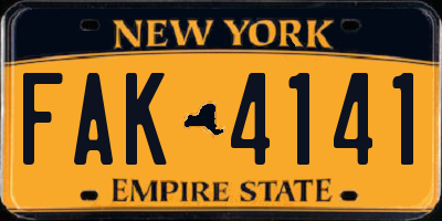 NY license plate FAK4141