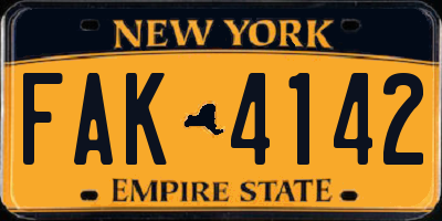 NY license plate FAK4142