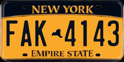 NY license plate FAK4143