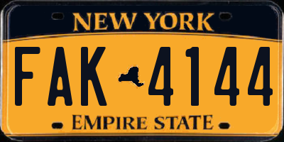 NY license plate FAK4144