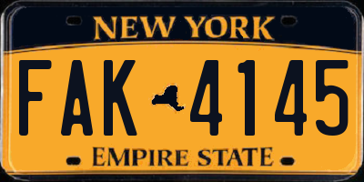 NY license plate FAK4145