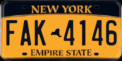 NY license plate FAK4146