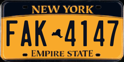 NY license plate FAK4147