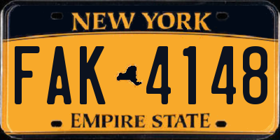 NY license plate FAK4148