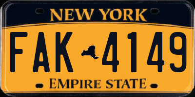 NY license plate FAK4149