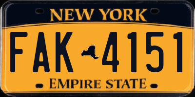 NY license plate FAK4151