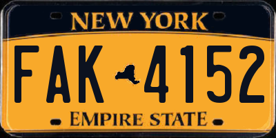 NY license plate FAK4152