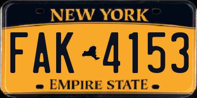 NY license plate FAK4153