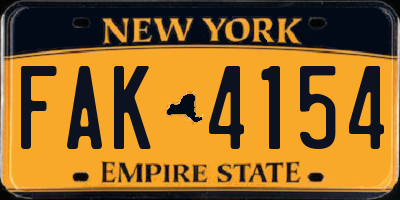 NY license plate FAK4154