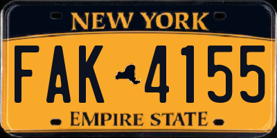 NY license plate FAK4155