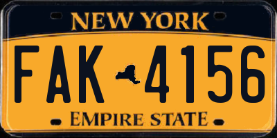 NY license plate FAK4156