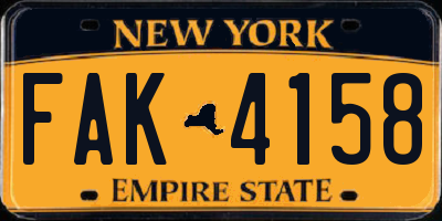 NY license plate FAK4158