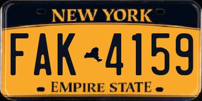 NY license plate FAK4159