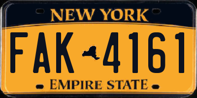 NY license plate FAK4161