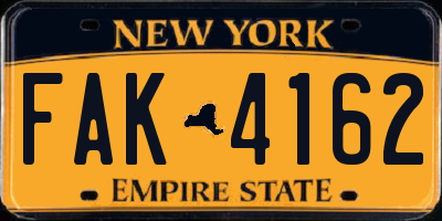 NY license plate FAK4162