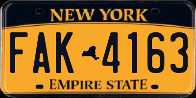 NY license plate FAK4163