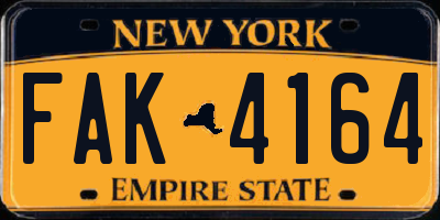 NY license plate FAK4164