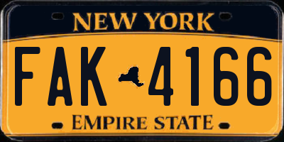 NY license plate FAK4166