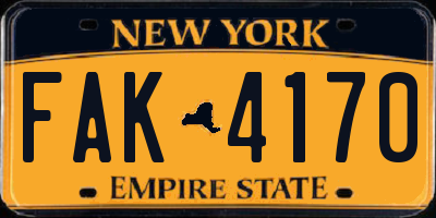 NY license plate FAK4170