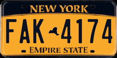 NY license plate FAK4174