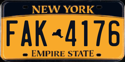 NY license plate FAK4176