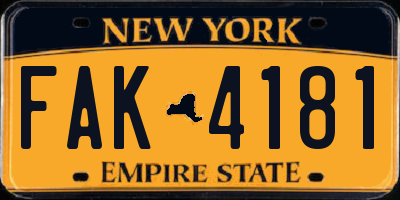 NY license plate FAK4181