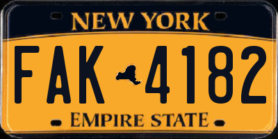 NY license plate FAK4182