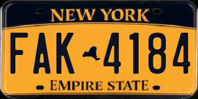 NY license plate FAK4184