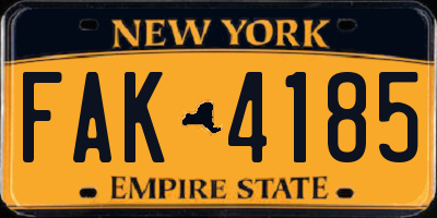 NY license plate FAK4185