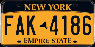 NY license plate FAK4186