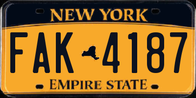 NY license plate FAK4187