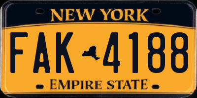 NY license plate FAK4188