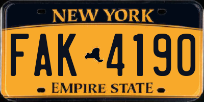 NY license plate FAK4190