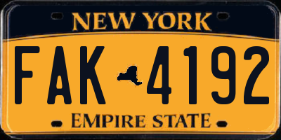 NY license plate FAK4192