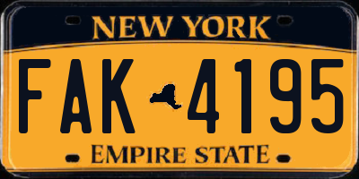 NY license plate FAK4195